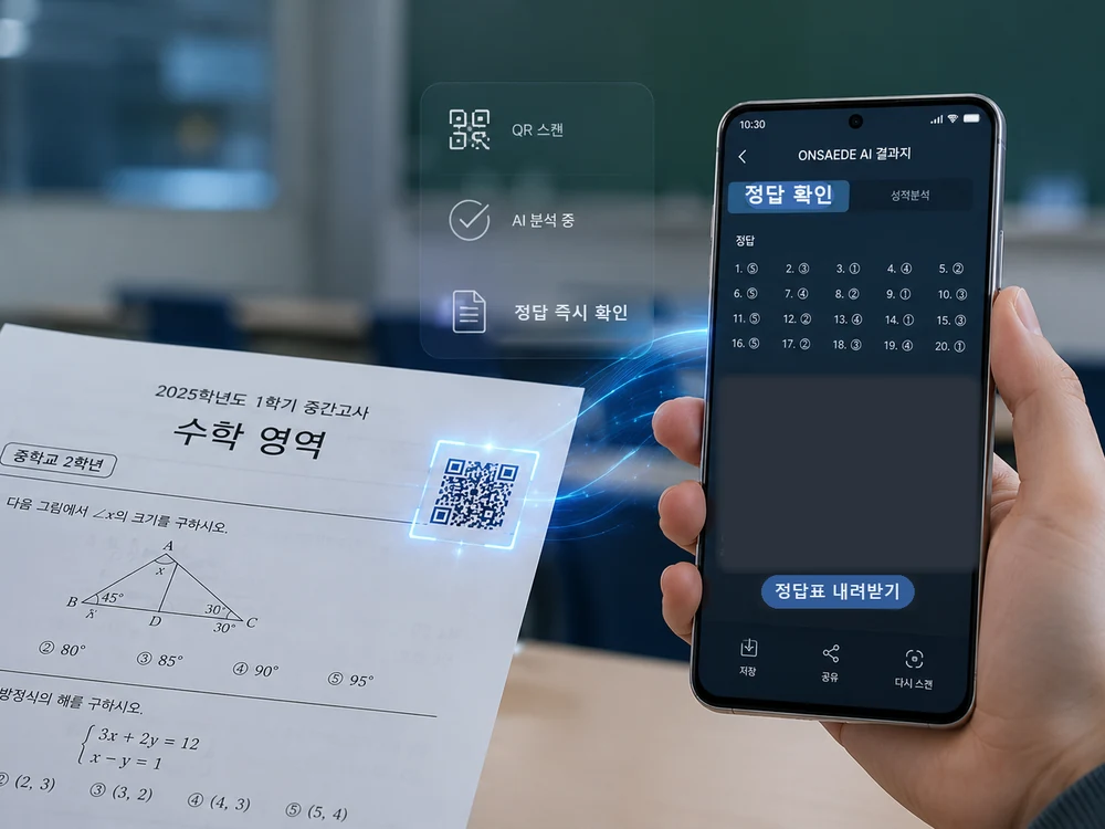 문제지와 해설 별지를 HWPX·PDF로 내려받는 화면